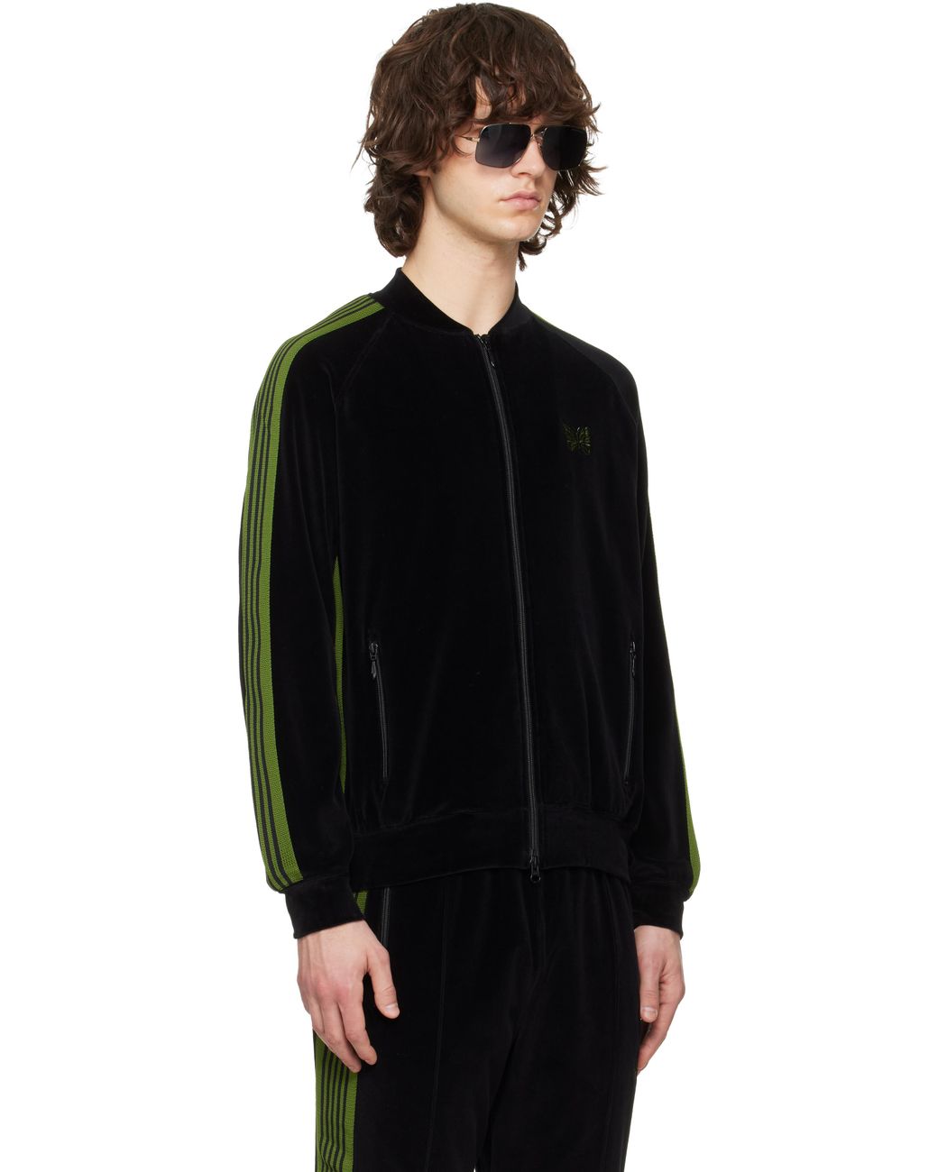 Needles Black Rib Collar Track Jacket for men