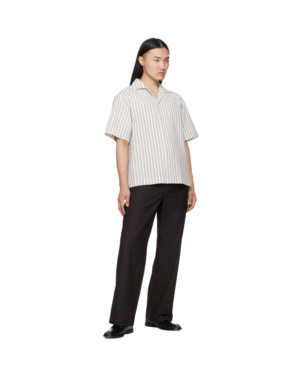 HUGO White Oversized-Fit Seersucker Shirt for men
