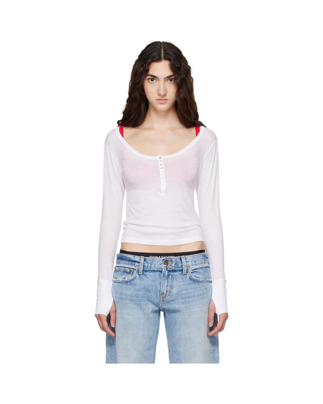 Raimundo Langlois White Long Sleeve Henley