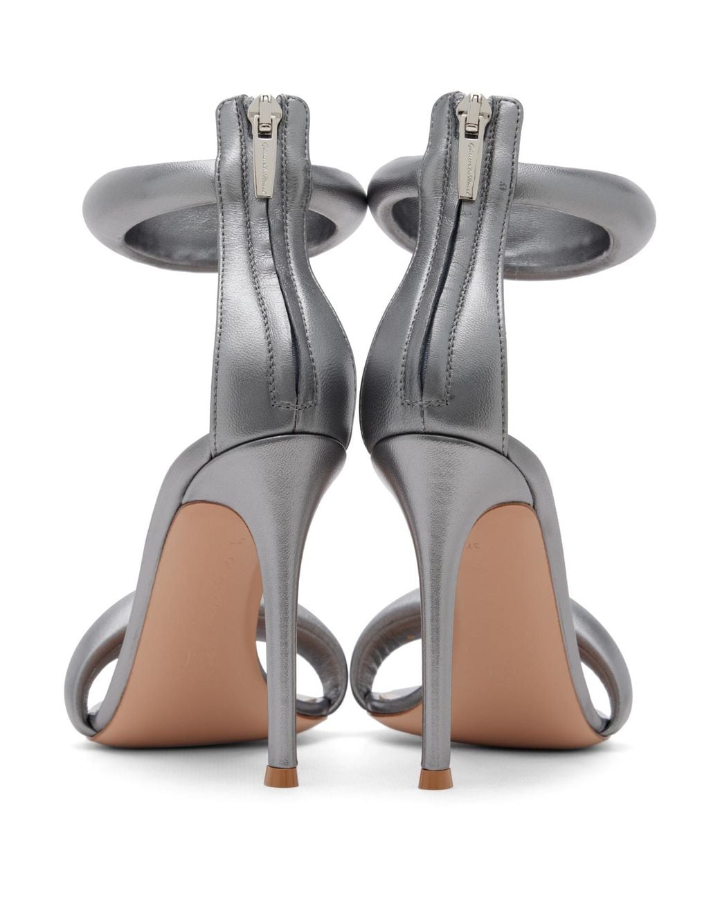 Gianvito Rossi Metallic Gunmetal Bijoux Heeled Sandals