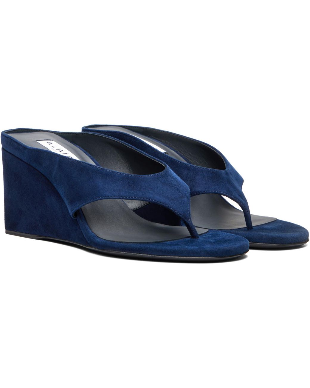 Alaïa Blue Cube Thong Mule Heeled Sandals