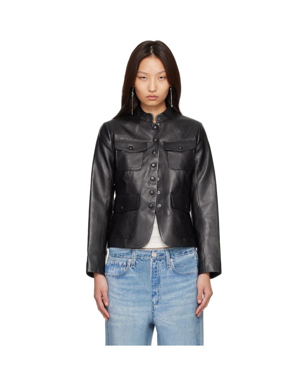 Rag & Bone Black Mercer Leather Blazer