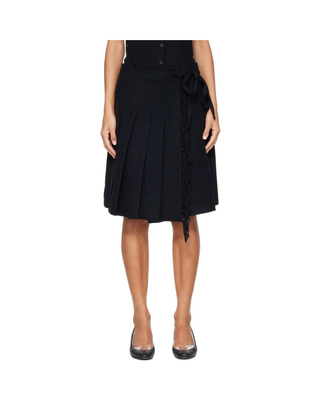 OPEN YY Black Fringed Wrap Mini Skirt