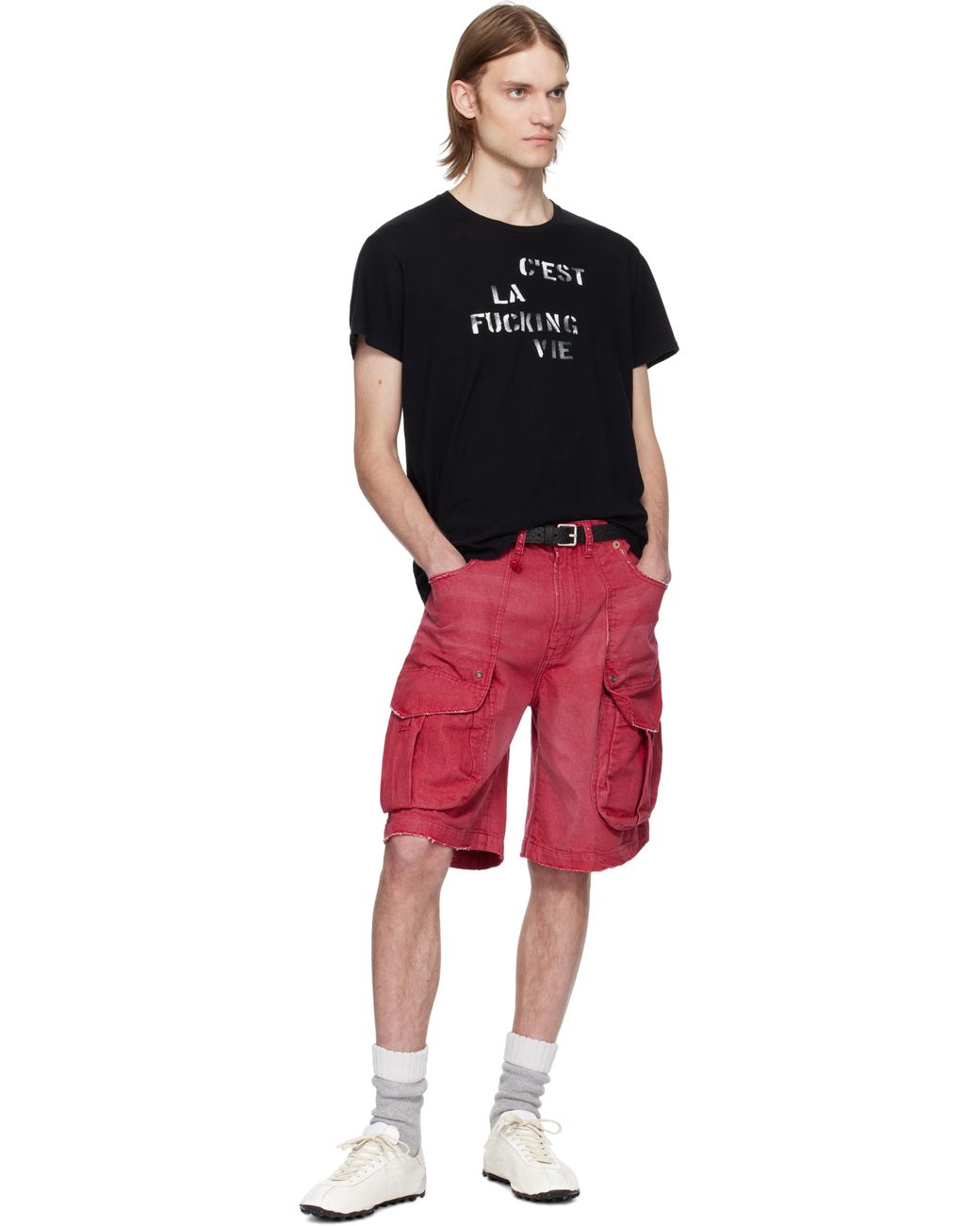 【関税込み】R13 ブラック 'C'est La Fucking Vie' Boy Tシャツ Black 'C'est La Fucking Vie' Boy T-shirt by R13 on Sale