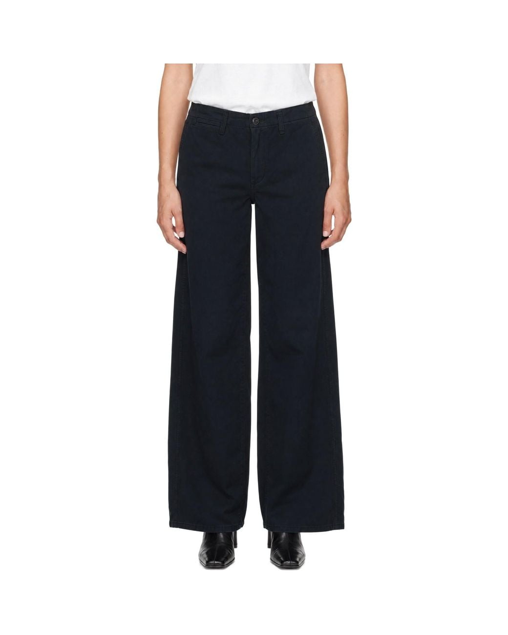 Rag & Bone Blue Sofie Wide Leg Chino Trousers