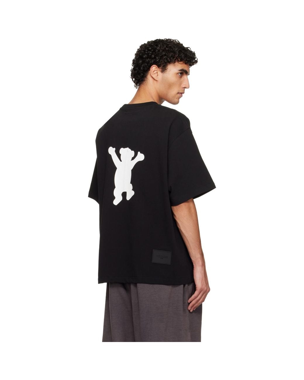 we11done Black Teddy Logo T-Shirt for men
