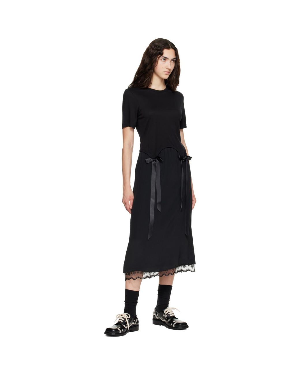 Simone Rocha Black Bow Tail Easy T-Shirt