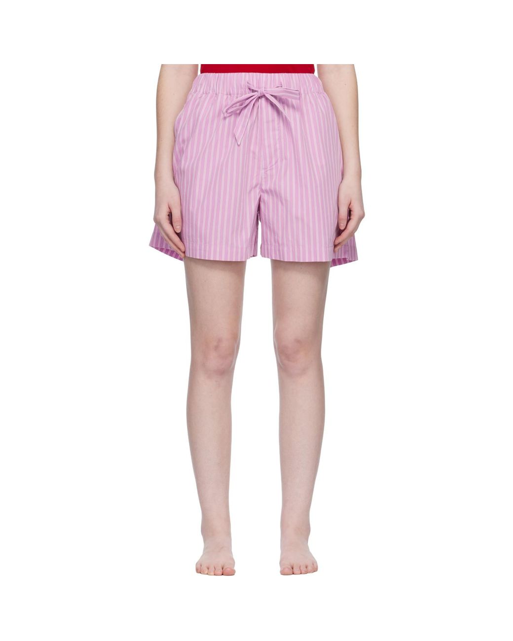 Tekla Pink Poplin Pyjama Shorts
