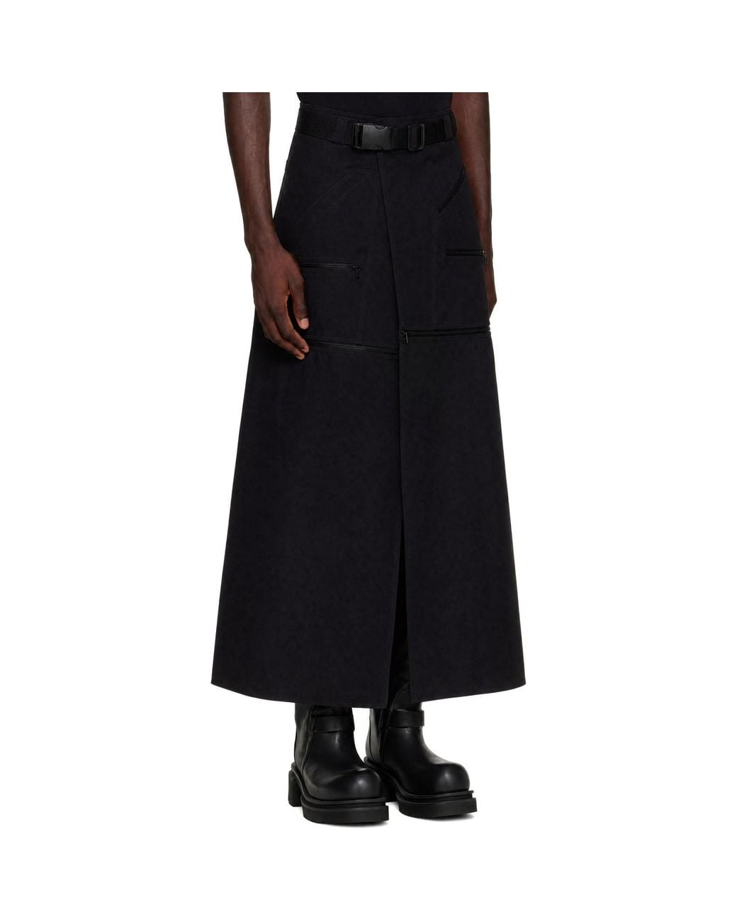Rick Owens Black Concordians Odetta Cargo Maxi Skirt for men
