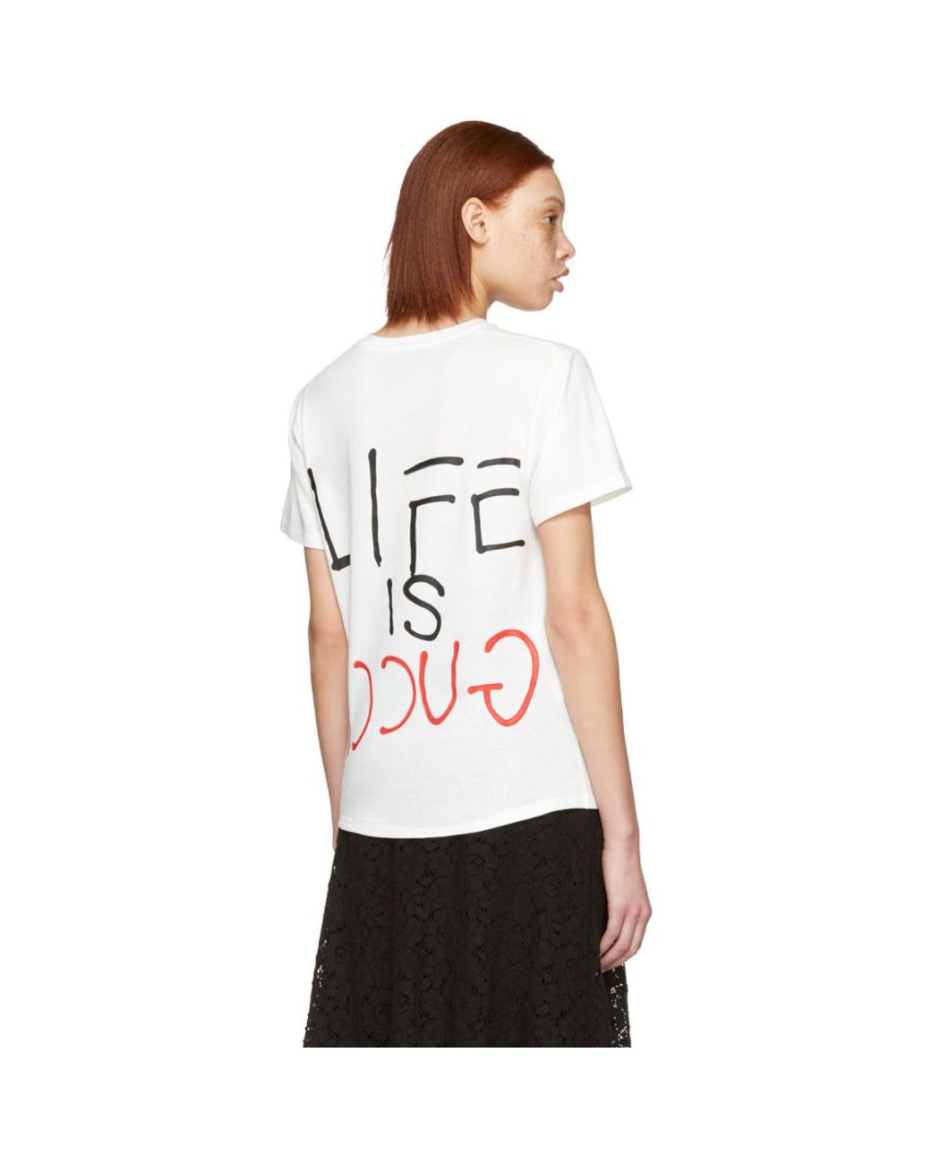 Gucci Life Is T-shirt in White | Lyst