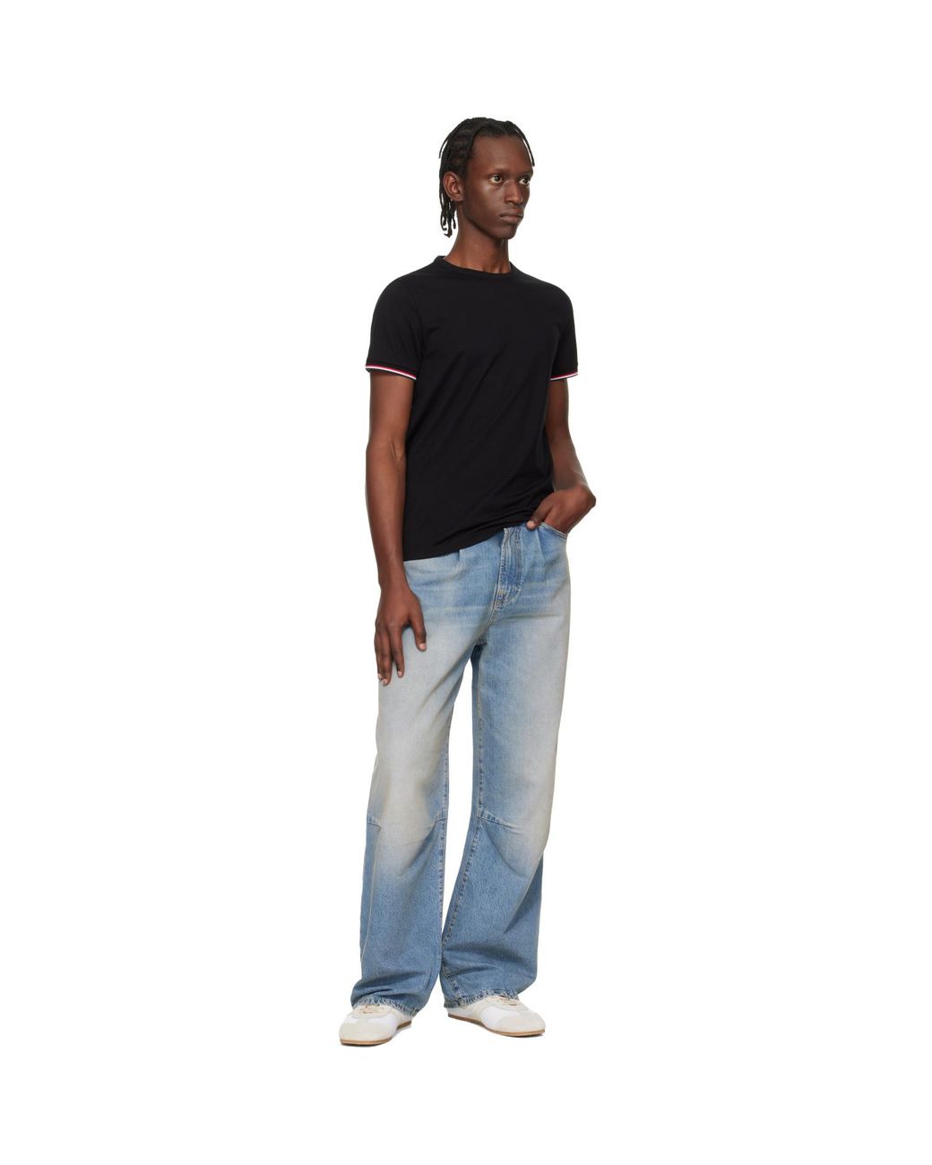 Moncler Black Tricolor-Trimmed Cotton T-Shirt for men