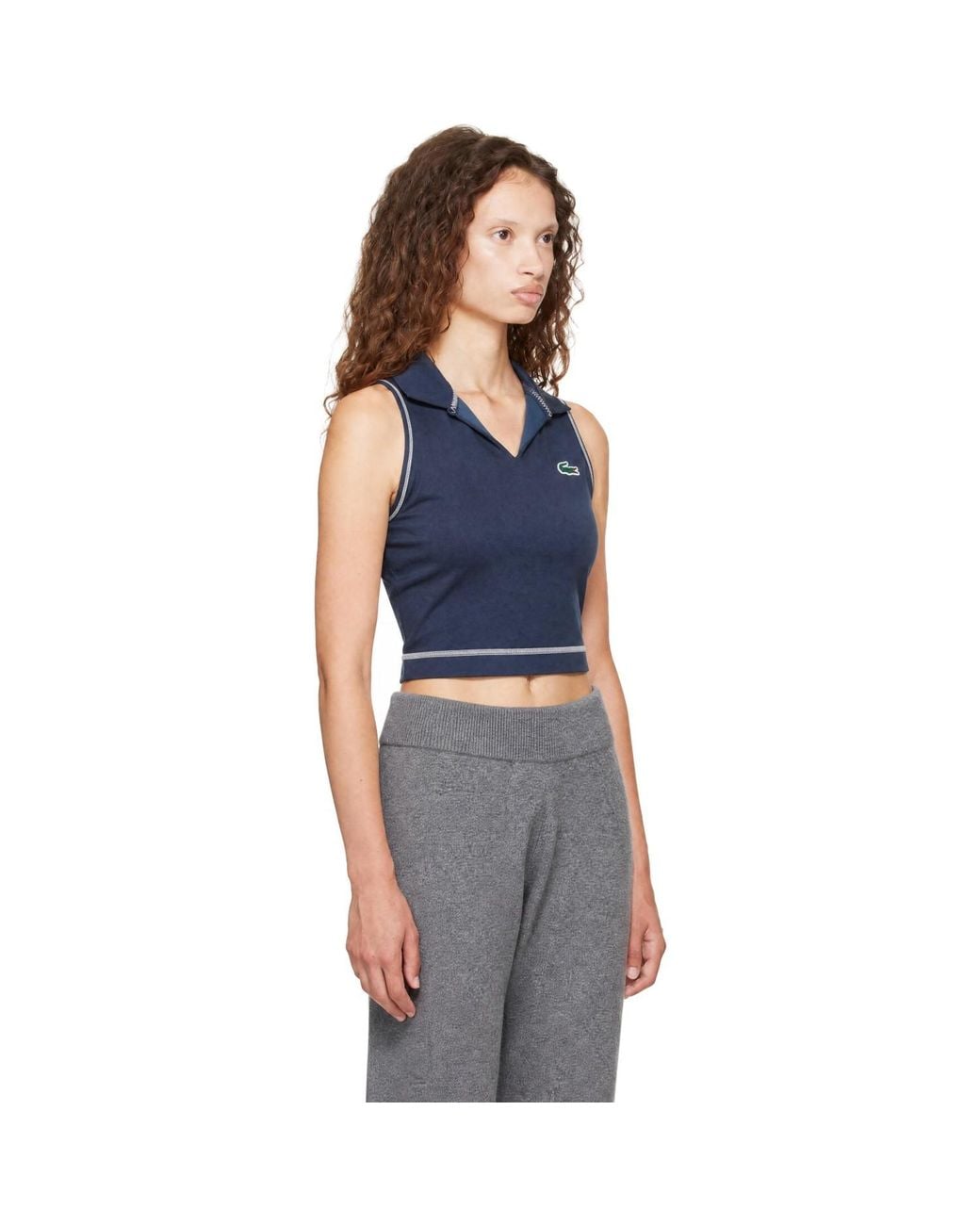 Lacoste Blue Polo Style Stretch Sports Bra
