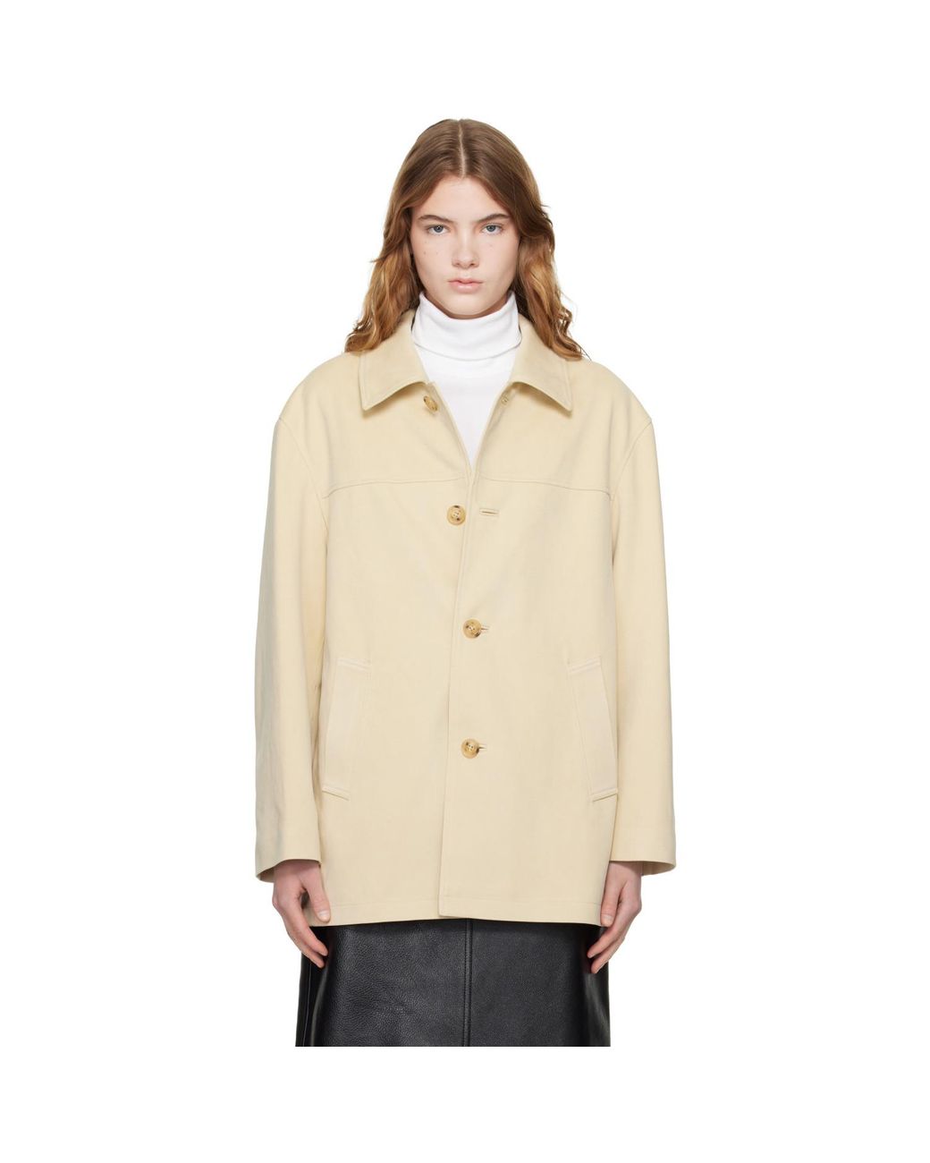 DUNST Natural Half Faux-Suede Coat