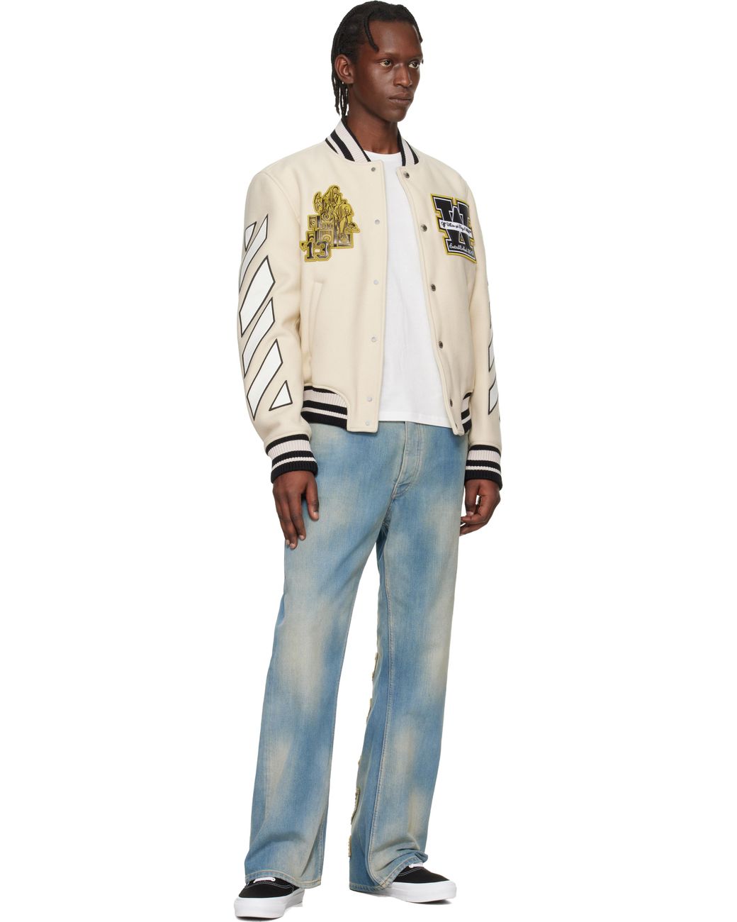 Off-White c/o Virgil Abloh Multicolor Lion Wool Varsity Bomber Jacket for men