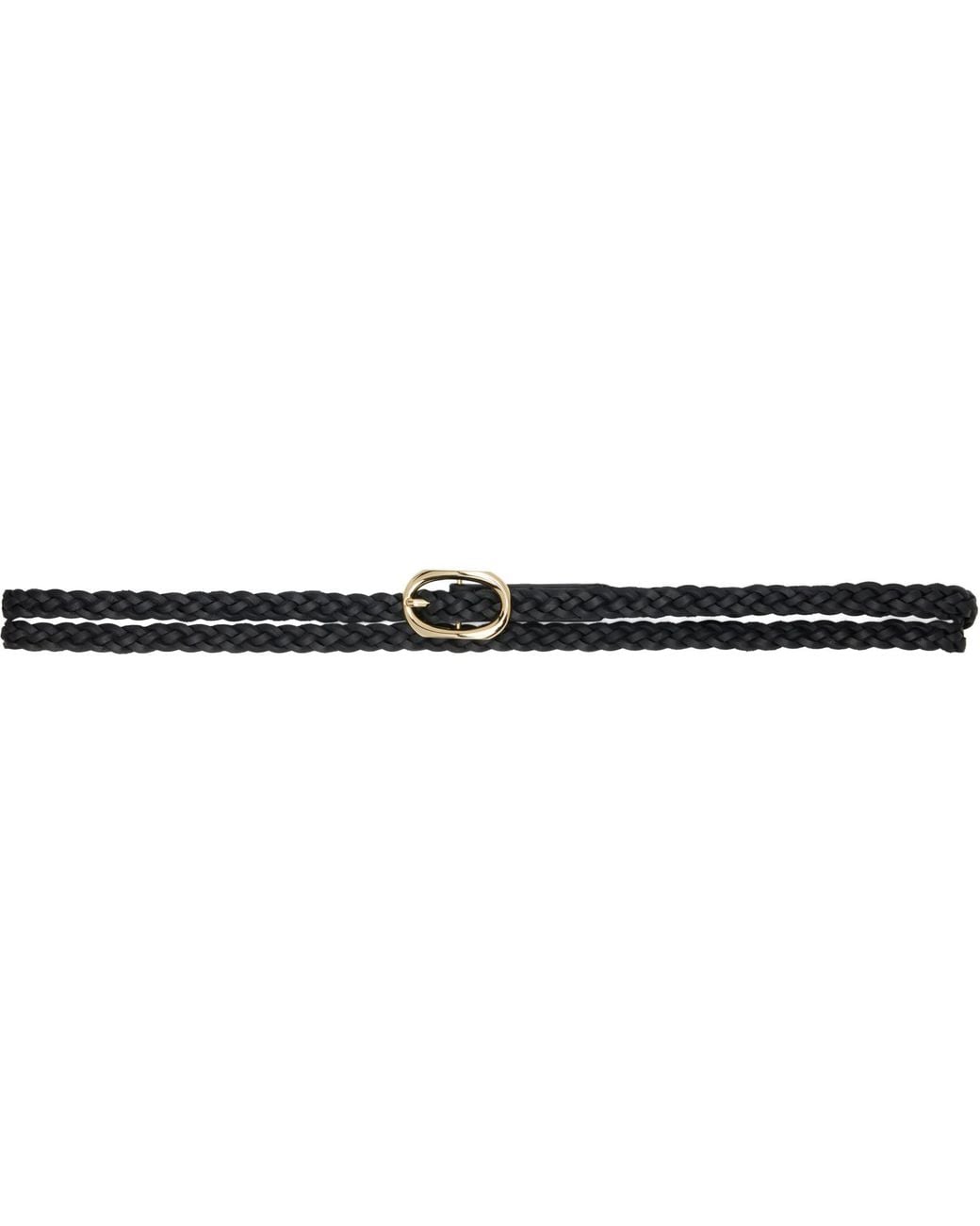 Anine Bing Black Small Double Signature Link Braided Belt