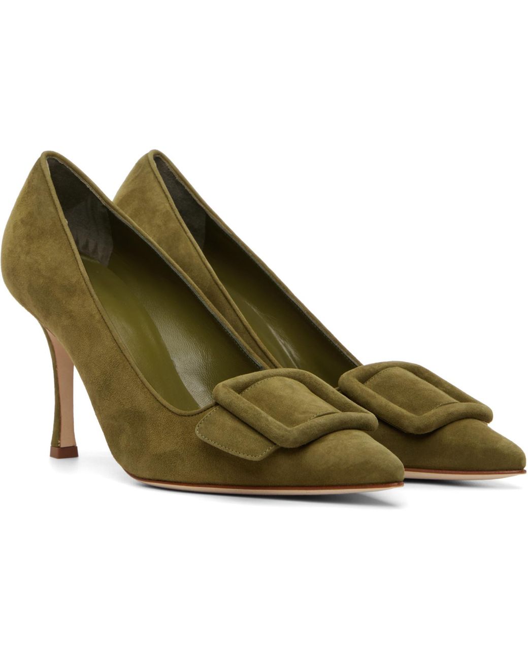 Manolo Blahnik Green Khaki Maysalepump 90 Heels