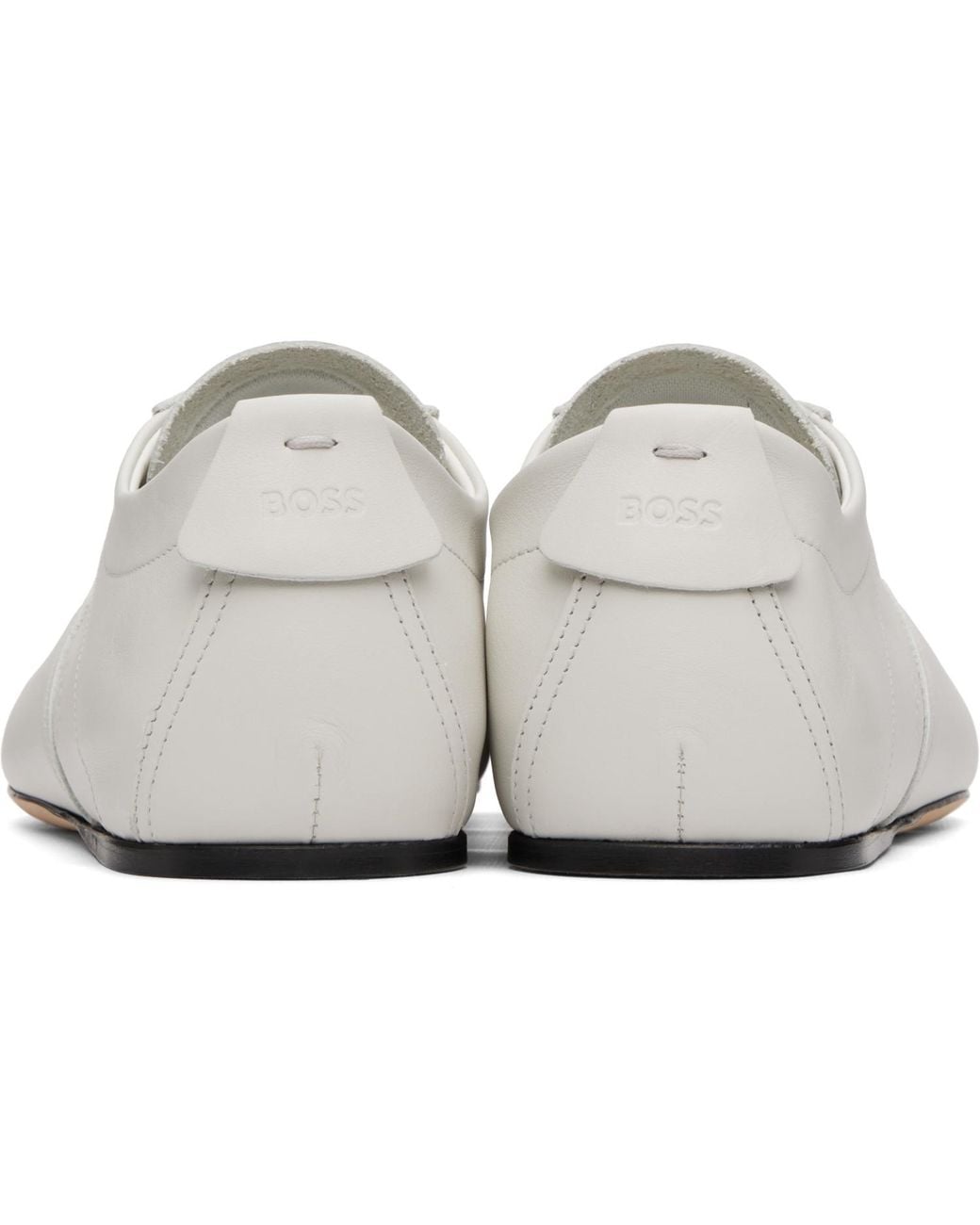 Boss White Ded Logo Nappa-Leather Sneakers for men