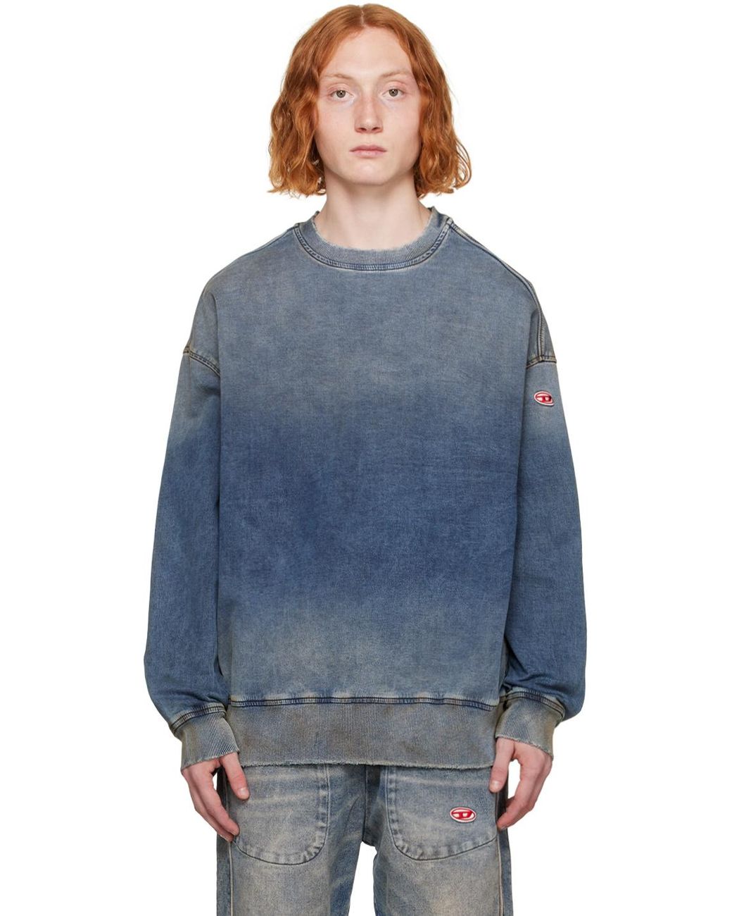 DIESEL Navy D krib ne Denim Sweatshirt in Blue for Men Lyst UK