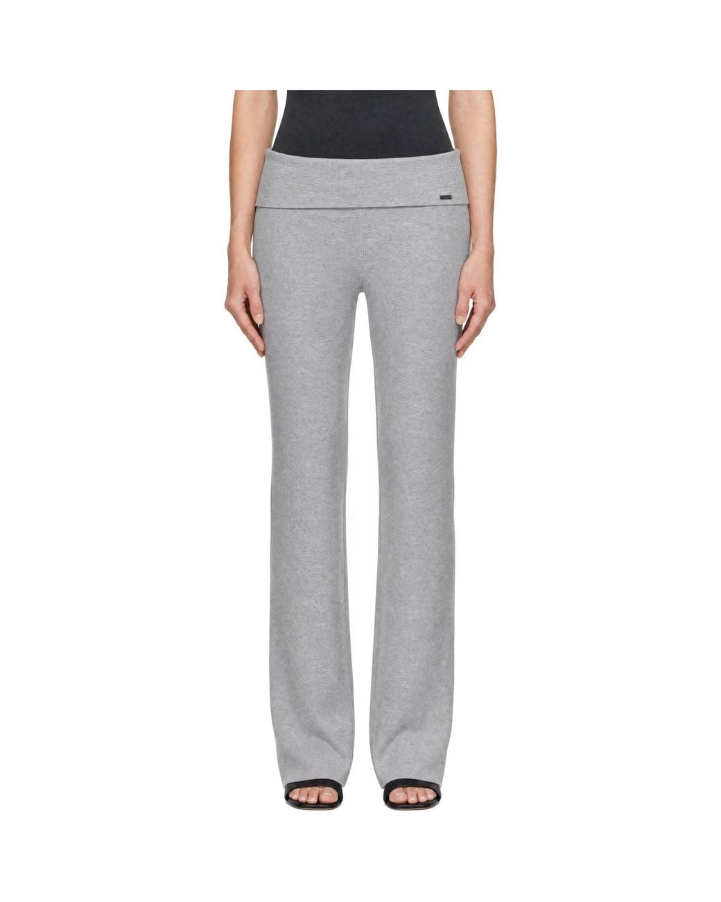 Skims Gray Essential Knit Foldover Lounge Pants