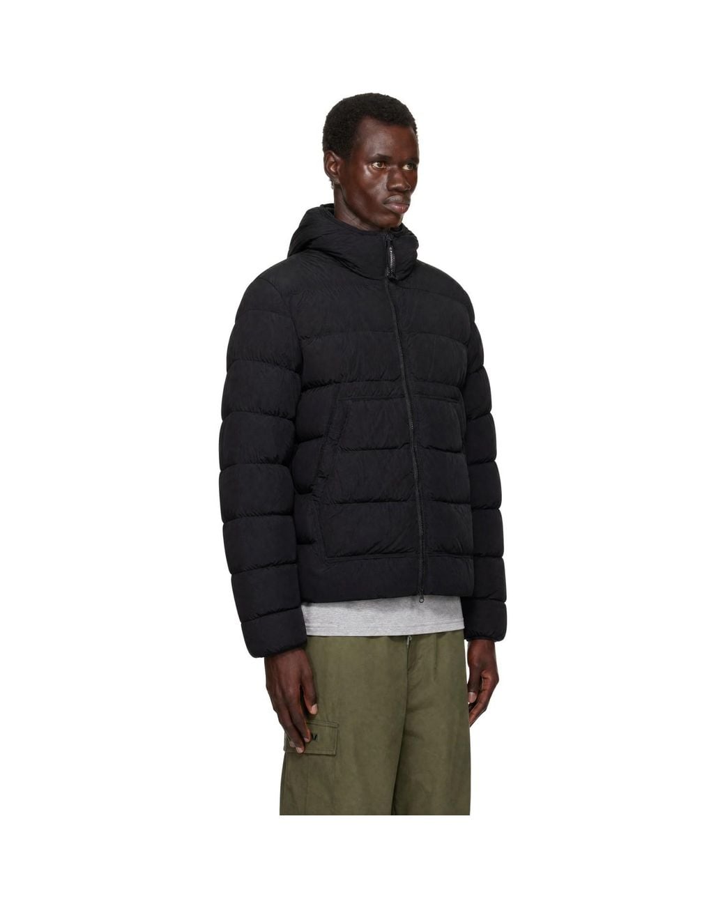 C P Company Black Chrome-R Goggle Down Jacket for men
