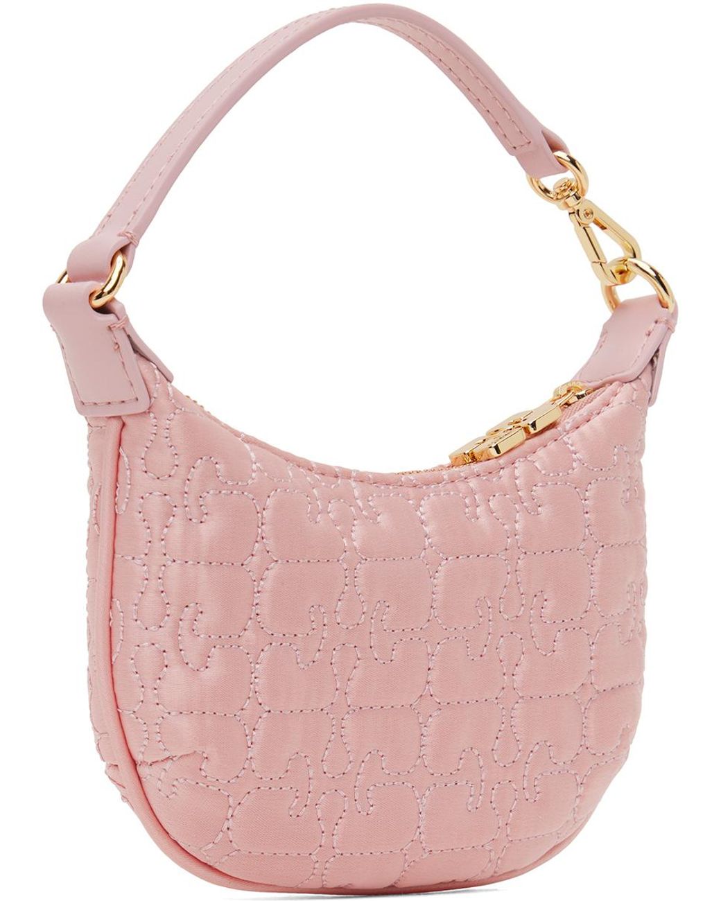 Ganni Pink Mini Butterfly Satin Pouch | Lyst