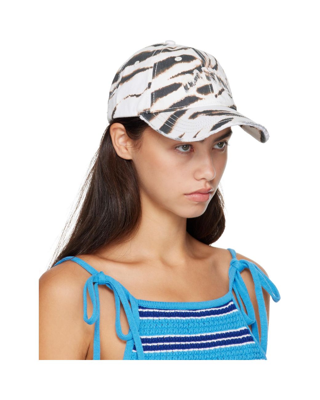 Ganni Blue Off- & Washed Cotton Cap