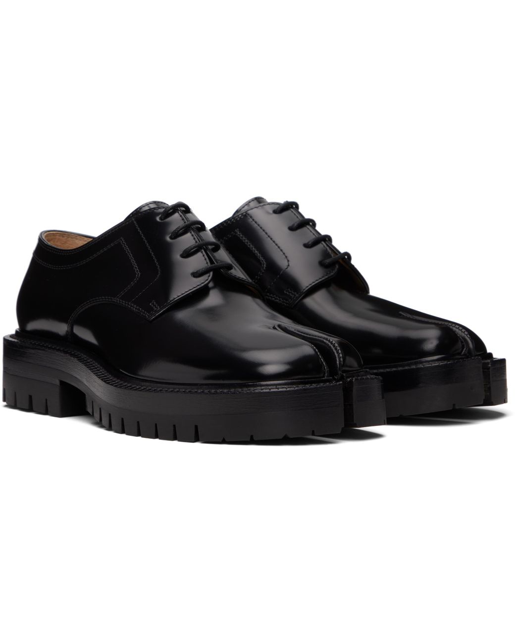 Maison Margiela Black Tabi Lace-Up Derbys