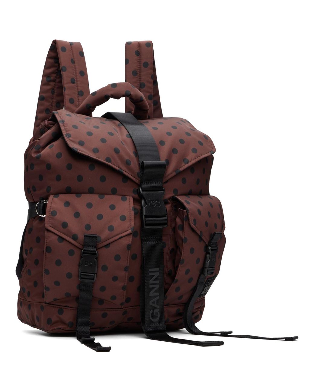 Ganni Brown Re-Tech Printed Nylon Backpack