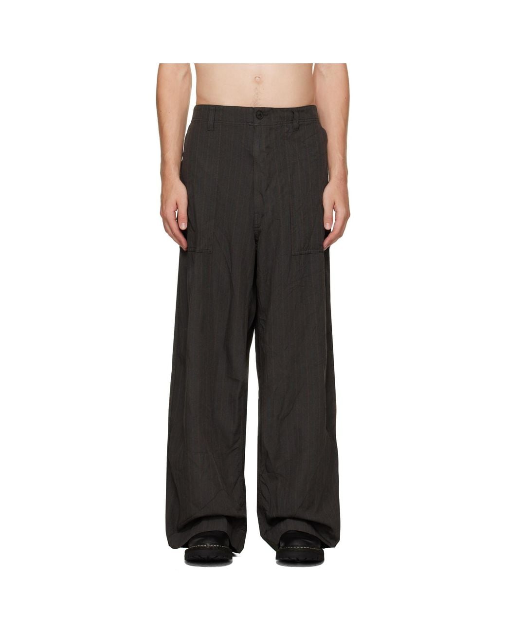 Comme des Garçons Black Herringbone Stripe Trousers for men