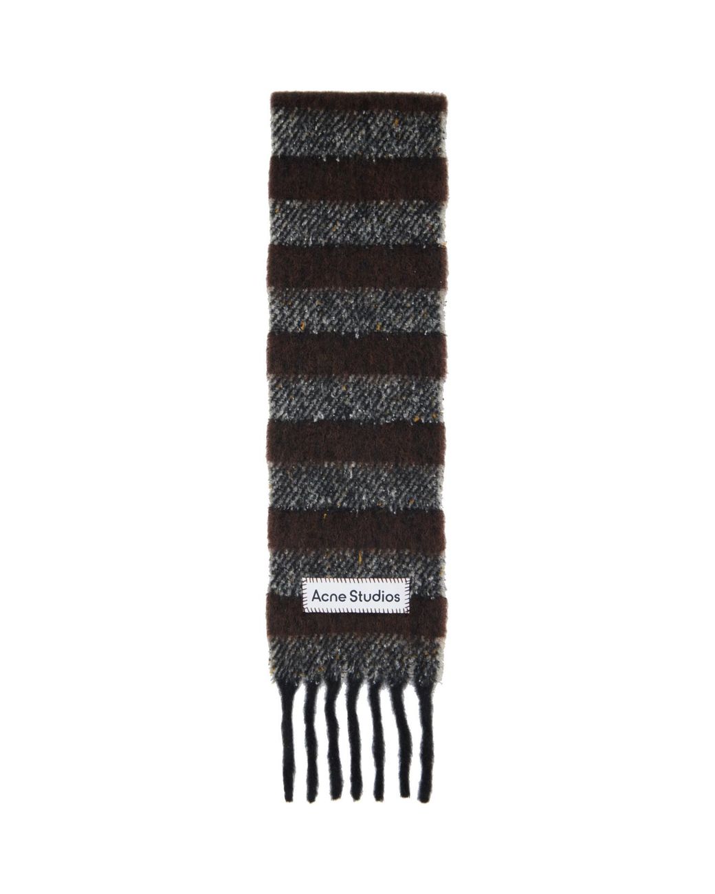 Acne Black Fringed Wool Skinny Scarf for men