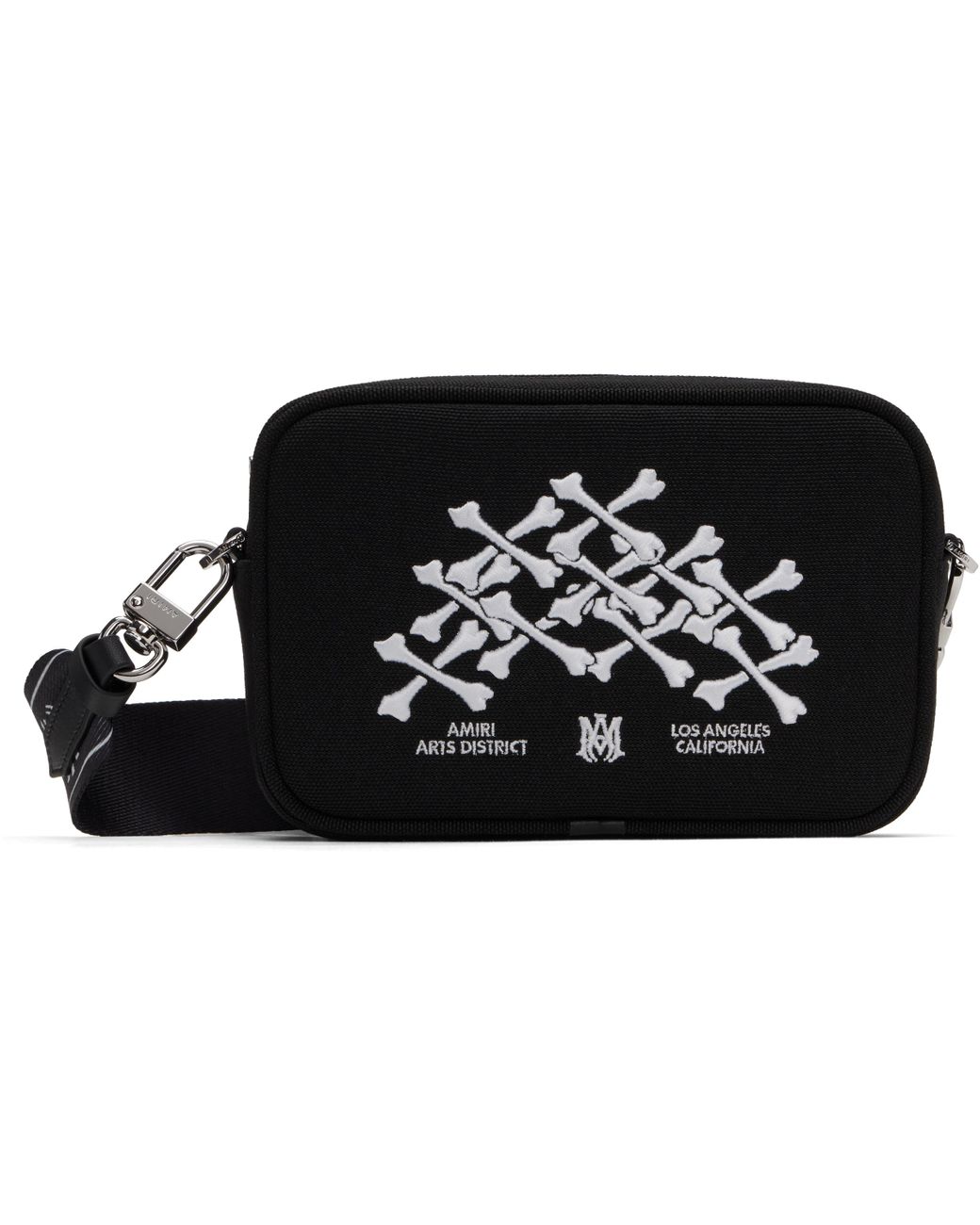 【AMIRI】ブラック Bones Stacked カメラバッグ（送料込み） AMIRI: Black Bones Stacked Camera Case Bag | SSENSE