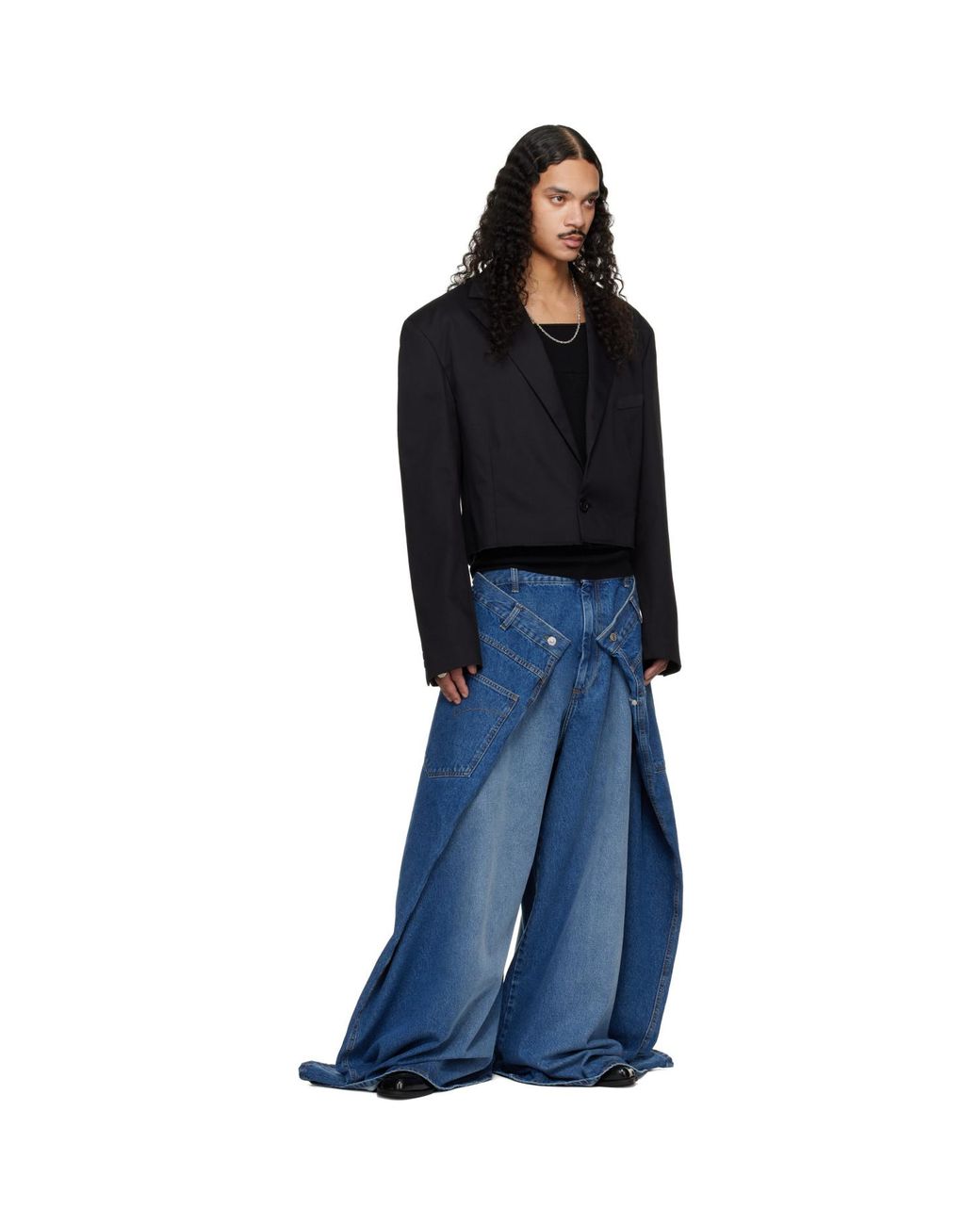 Lu'u Dan Black Slashed Blazer for men