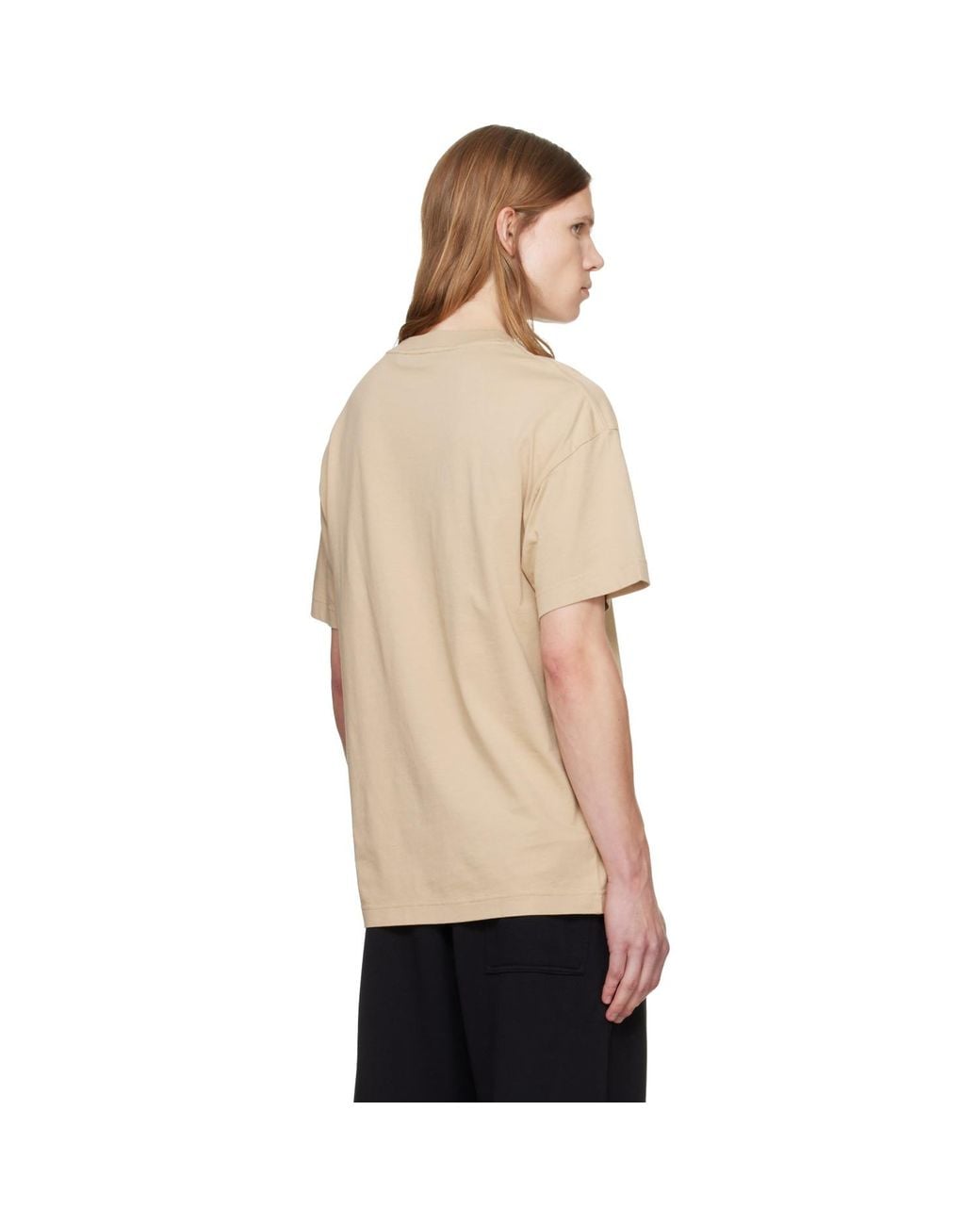 Palm Angels Natural Neck Logo Regular T-Shirt for men