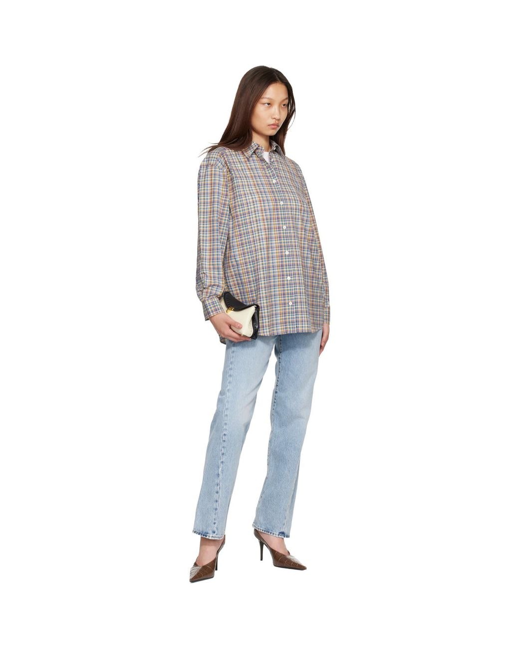 Totême Gray Classic Check Shirt