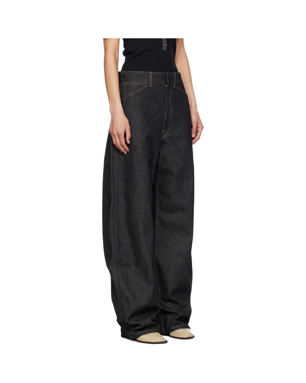 Lemaire Black High Waisted Curved Jeans