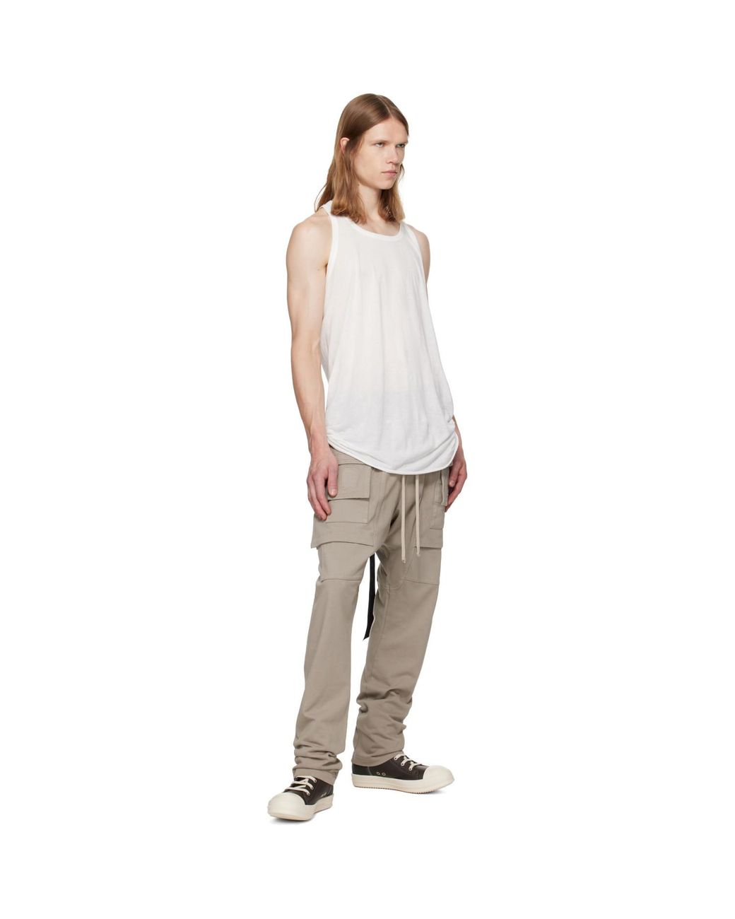 Rick Owens Gray Tower Creatch Cargo Drawstring Pants for men