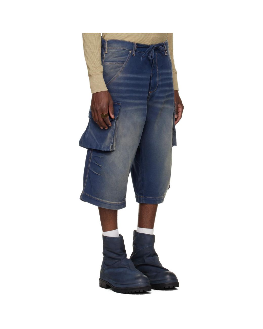 424 Blue Camo Bermudas Cargo Shorts for men