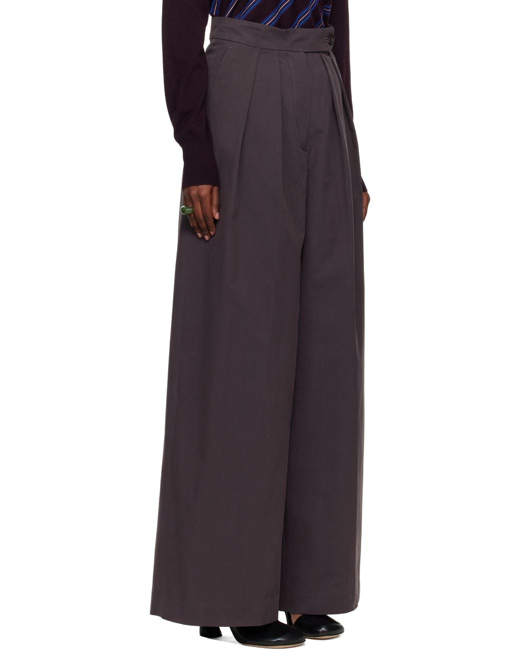 Dries Van Noten Black Heavy Cotton Poplin Trousers