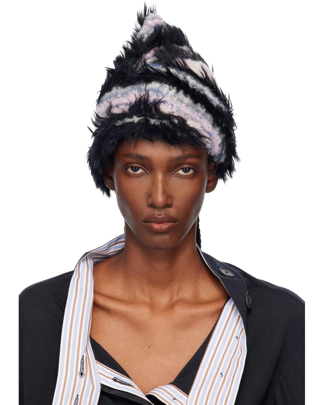 Kiko Kostadinov Chevron Knit Beanie in Blue | Lyst