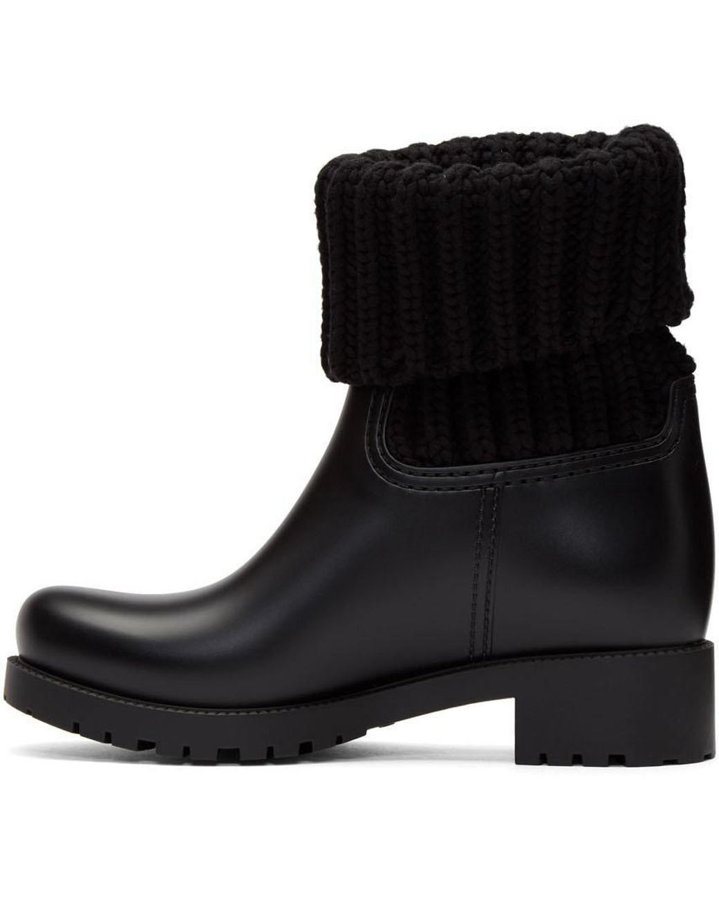 ginette knit cuff leather rain boot