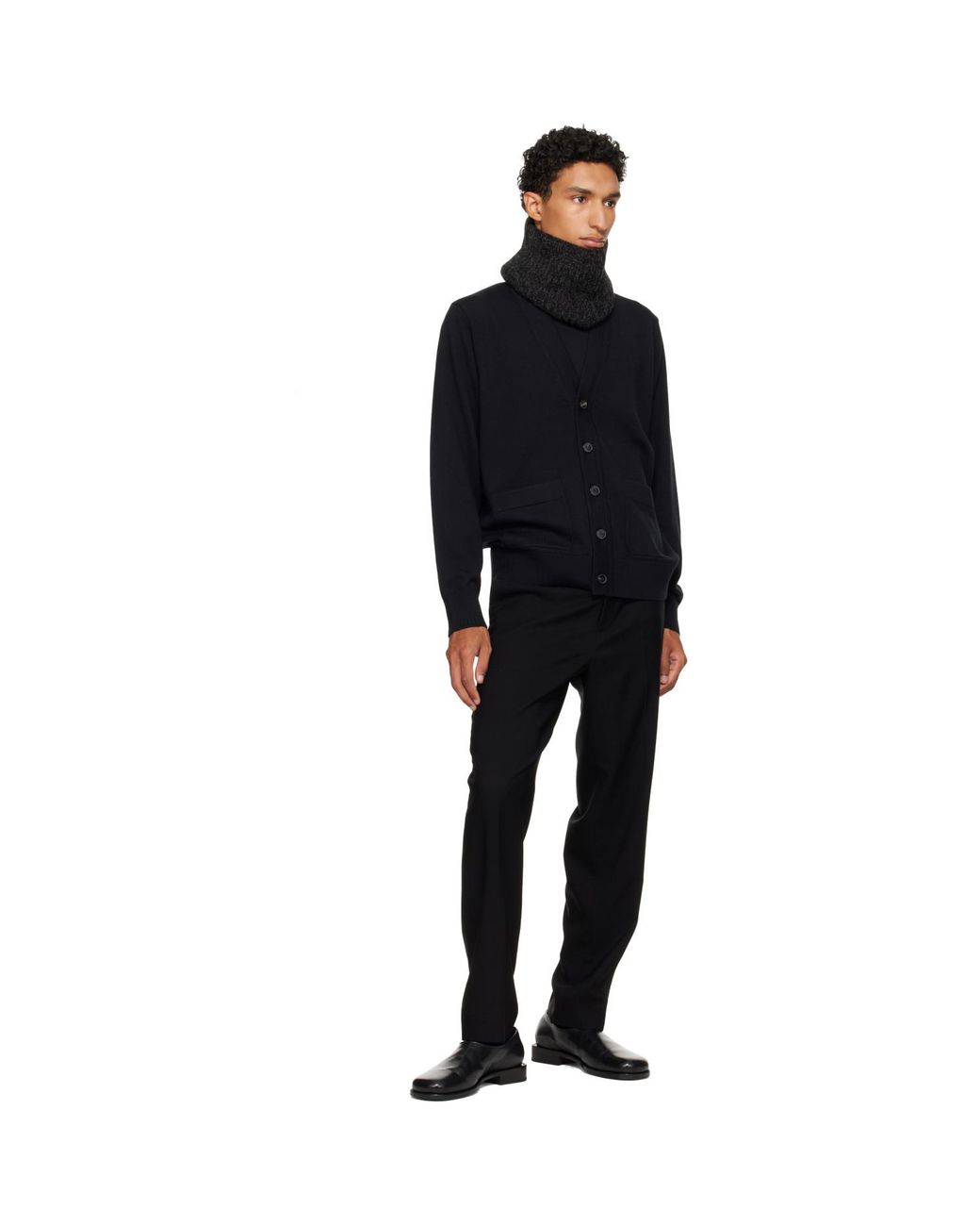 Lemaire Black Alpaca & Yak Wool Blend Neck Warmer for men