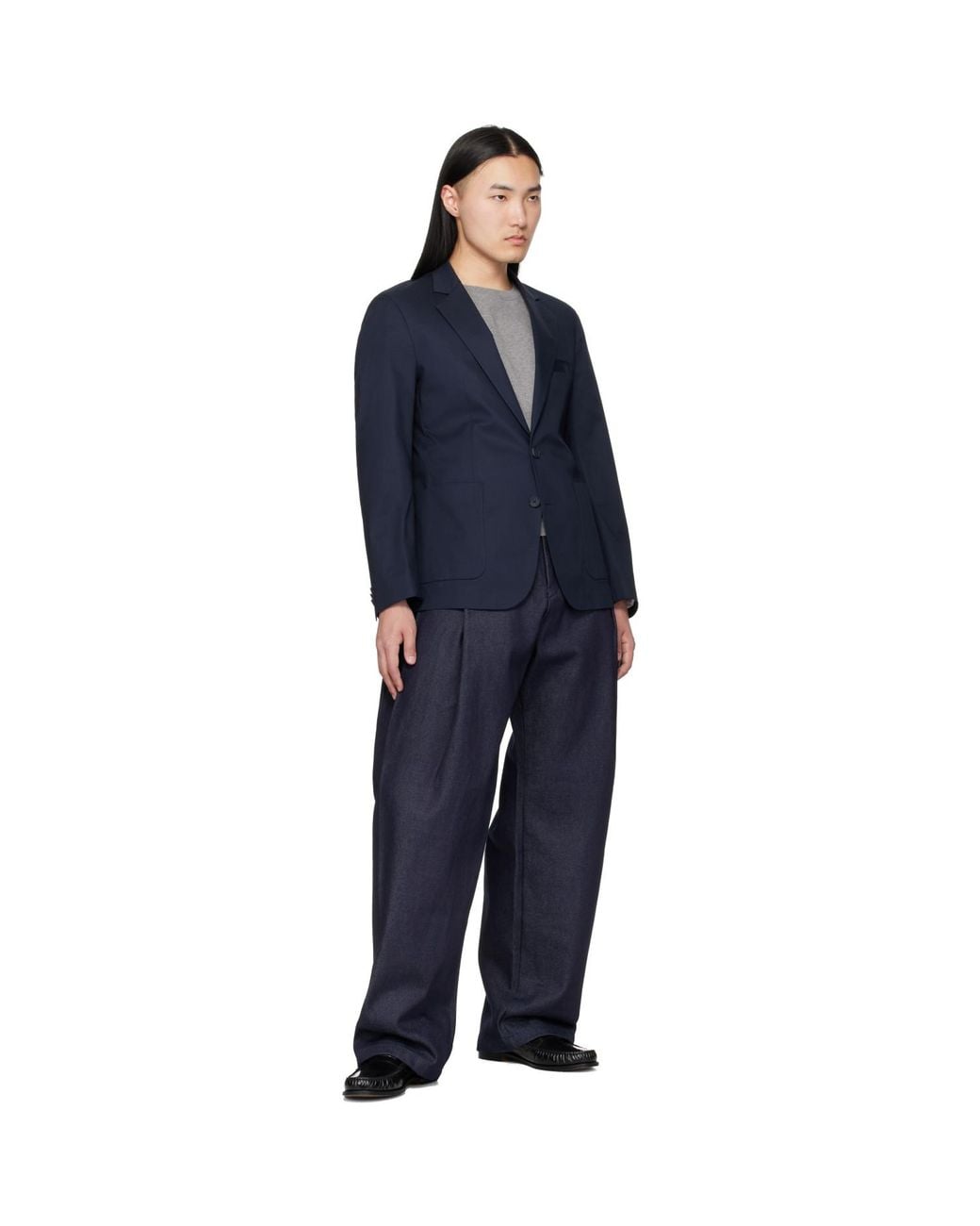 HUGO Blue Slim-Fit Stretch Cotton Blazer for men