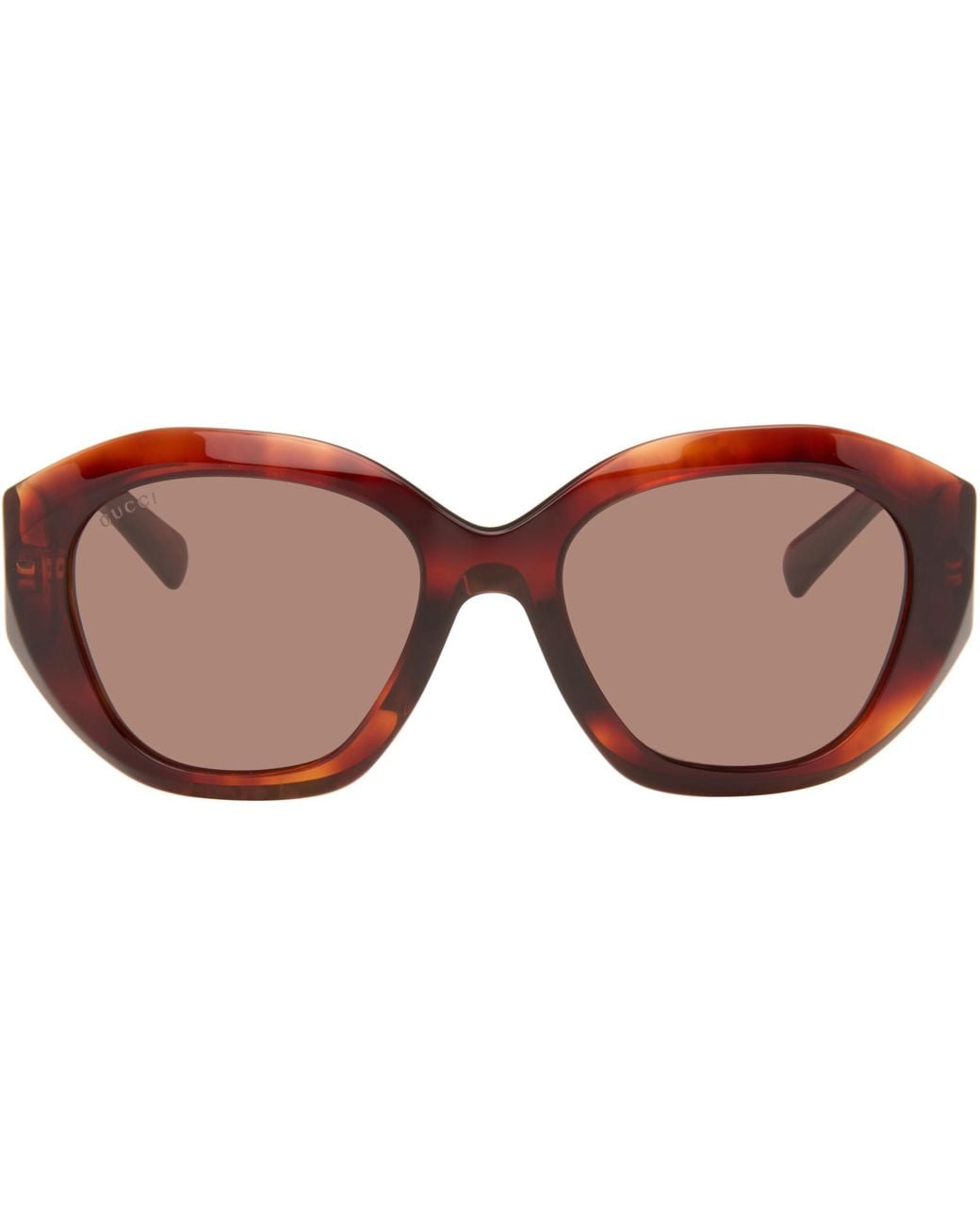 Gucci Brown Geometric-Frame Sunglasses