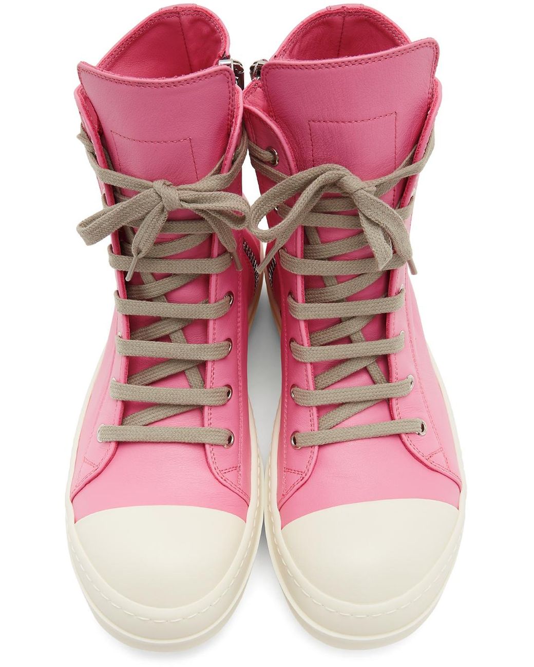 Rick Owens Pink Calfskin High Sneakers 