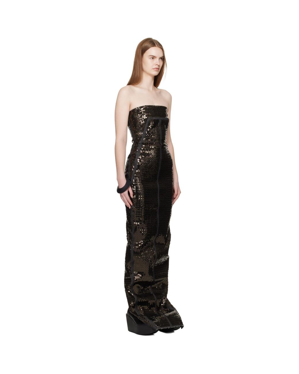 Rick Owens Black Temple Bustier Maxi Dress