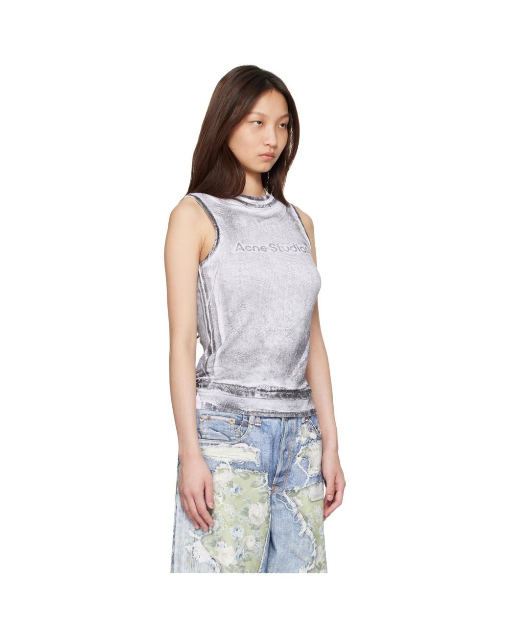 Acne Black Layered Logo Tank Top