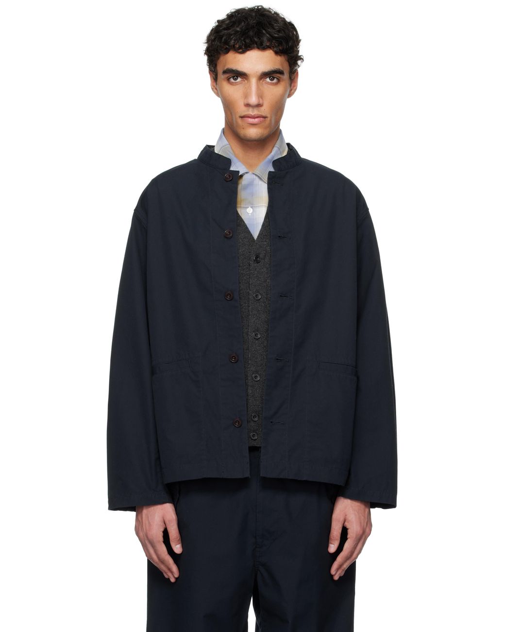 ナナミカ　バンドカラージャケット　ネイビー nanamica (ナナミカ) Band Collar Jacket / バンドカラージャケット