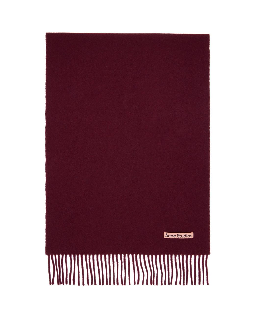 Acne Purple Burgundy Fringe Wool Narrow Scarf