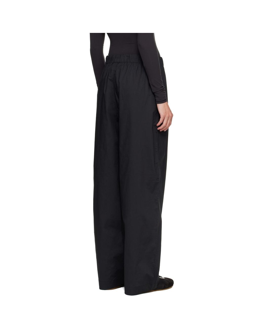 Skims Black Woven Cotton Oversized Straight Leg Lounge Pants