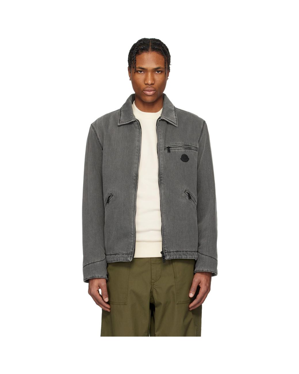 Moncler Black Acate Padded Denim Overshirt for men